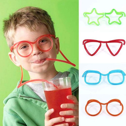 1x Straw Glasses Fun Drinking Straws Reusable Drink Party Games Gift Crazy Child