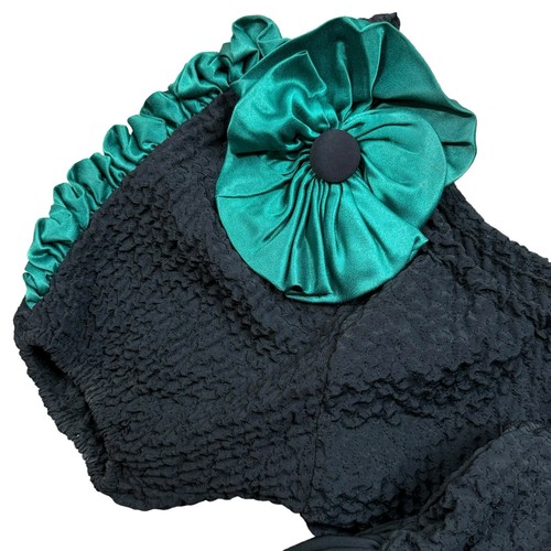 Vestido de Fiesta Vintage Años 80 Negro Verde Talla S Un Hombro Asimétrico Volantes Dobladillo - Imagen 15 de 20