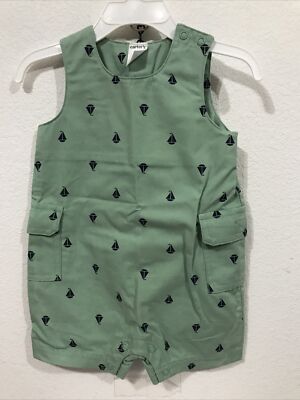Carter s Little Boys One Piece Jumper Shorts Size 6M Green (TW-3714)