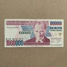 Turkey Million Lira Banknote Turkish Currency Mustafa Kemal Ataturk Memorabilia