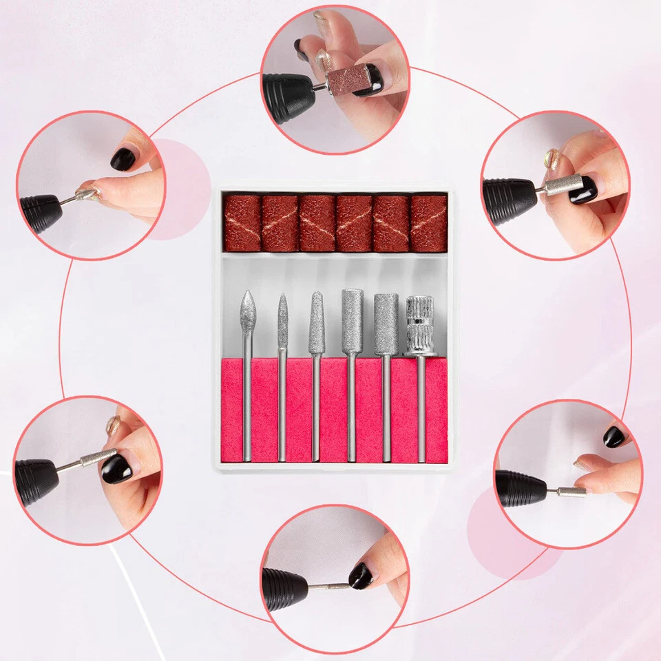 Profi Nagelfräser Elektrisch Nagelfeile Set Pediküre Maniküre Nail Art 6 Bits - Bild 4 von 4