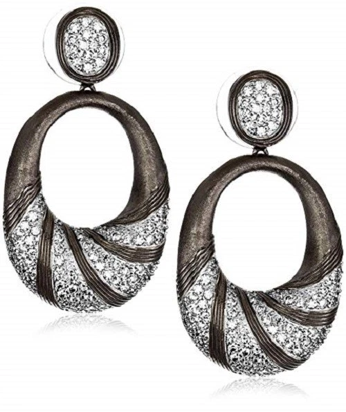 Pendientes colgantes Kenneth Jane Lane circonita cúbica enchapados en rodio negro cepillado CTTW #65 Foto 2 de 4