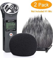 Zoom H1N Recorder Foam & Furry Indoor/Outdoor Windscreen Muff, Pop Filter/Wind C