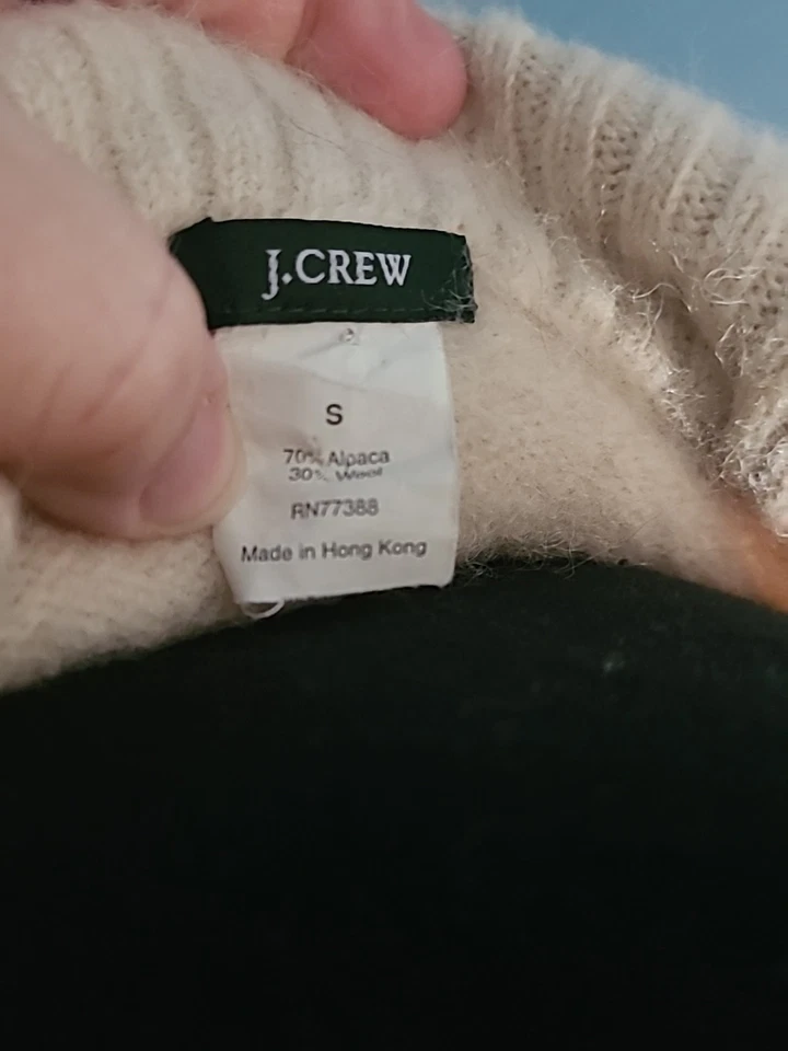 Suéter vintage Y2K J Crew lã alpaca xale pescoço couro botão designer babydoll - Imagem 4 de 4