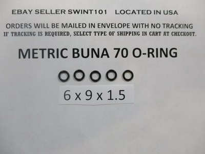 #ad 6mm ID x 9mm OD x 1.5mm thick O ring. Buna 70. Quan 5. $3.75