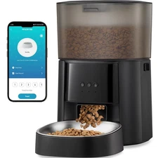Automatic Cat Feeder WiFi with App Control Voice Recorder 4L Dry Pet Food Dis...