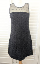 Zara Black Party Dress Size L (UK 12) Sparkle Sequin Cocktail Christmas