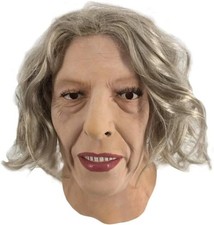Female Full Head Human Latex Mask Old Women Grandma Mask Halloween Costume