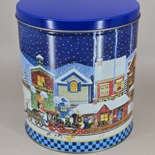 Vtg BSA Trails End Popcorn Tin Holiday Christmas Town by Artist Hal Kattau 2000