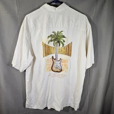 Tommy Bahama Button Down Mens Large Silk Plug Into Paradise Tour Embroidered