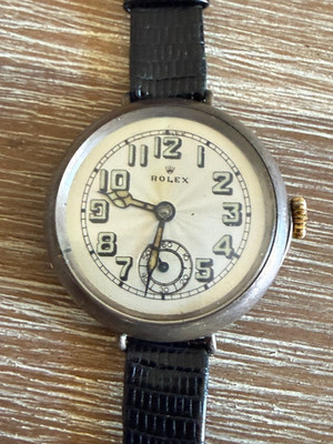 Rolex Trench Watch, World War I era 1910s 1920s, military, silver. 35mm