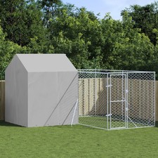 Outdoor Dog Kennel Silver Galvanized steel, Polyethylene