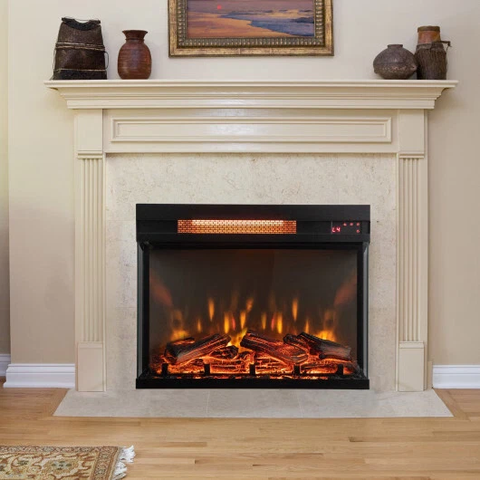 23-inch 3-Sided Electric Fireplace Insert with Remote Control-Black - Color: Bla - Image 2 of 4