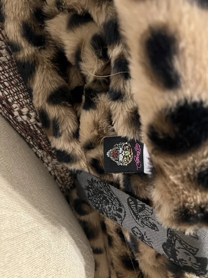 Ed Hardy Faux Fur Queen Comforter In Leopard Print NWT - Image 3 of 4