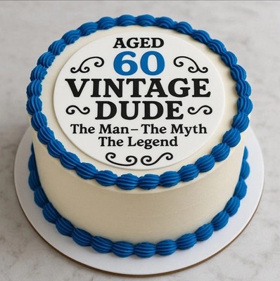 60th Birthday Edible Icing Cake The Man The Myth
