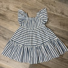MAYORAL GIRLS BLUE STRIPE COTTON DRESS SIZE 4