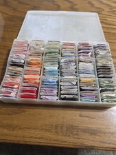Organized Embroidery Floss Stash Labeled Bobbins in Plastic Case Lot of 146 Pcs