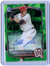 Ethan Petry (RC) #/99 1st Bowman Sapphire Rookie Auto Green 2025 CPA-EP