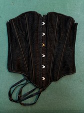 Vintage Black Lace Corset Top - Women  s L Gothic Burlesque Waist Cincher