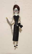 BEAUTIFUL SOFFIERIA DE CARLINI SAKS 5TH AVE FANCY LADY IN BLK CHRISTMAS ORNAMENT