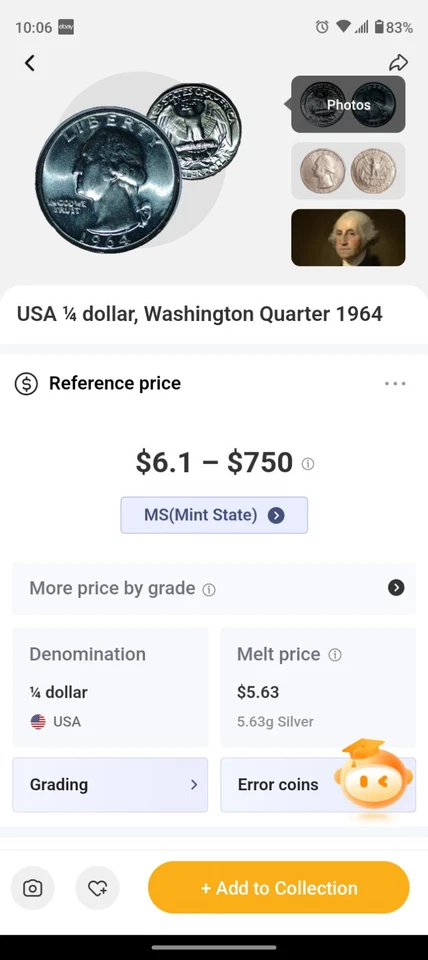 1964 AU Washington Quarter Philadelphia Mint, Misaligned Dye Strike On Reverse - Image 3 of 4