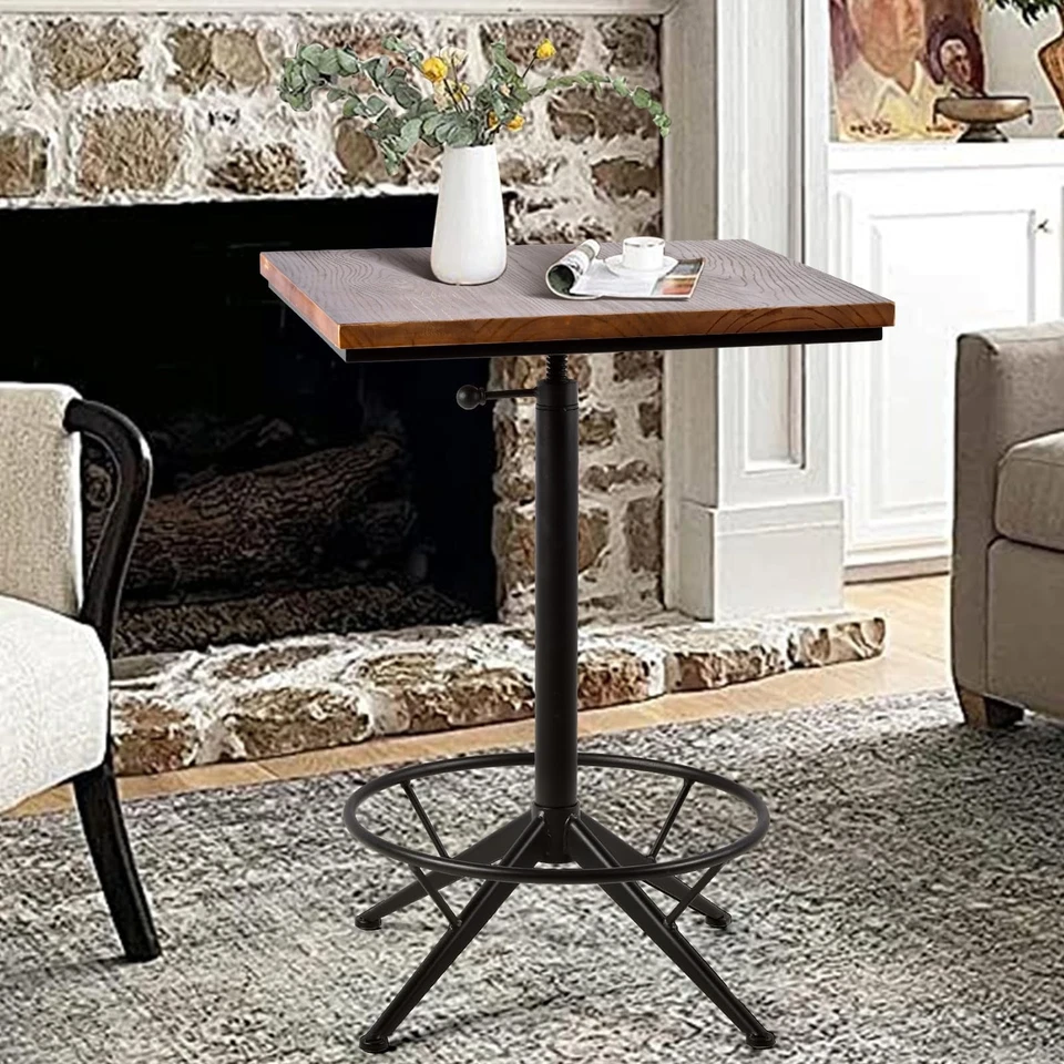 Mesa de comedor de cocina cuadrada con marco de metal Industrail, ajustable 23,62"... Foto 2 de 4