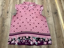 Elle Blouse, Women's Size Small, Pink, Black Polka Dots, Floral, Sleeveless