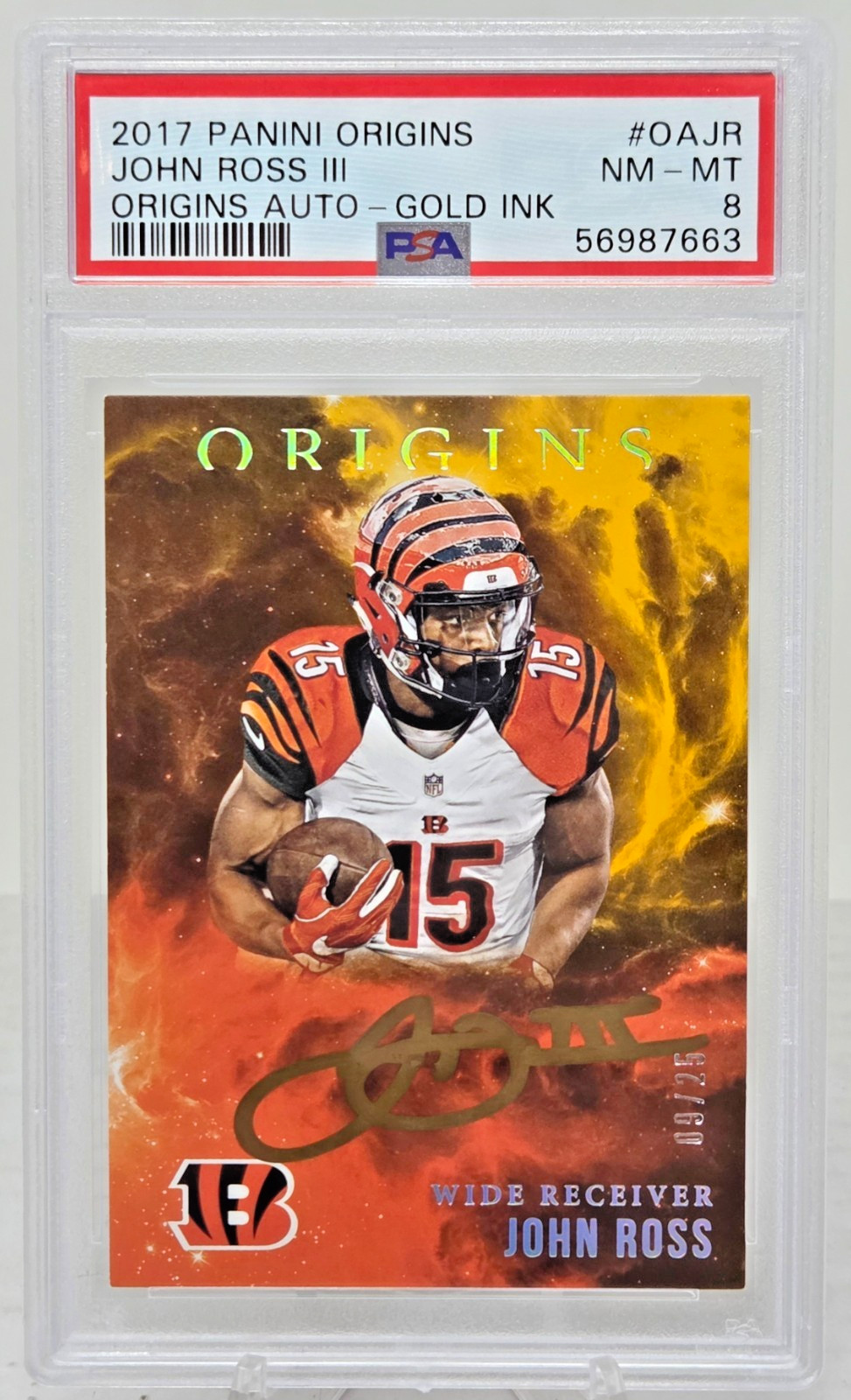 2017 Origins Gold Ink AUTO JOHN ROSS III RC Rookie Card /25 PSA 8 NM-MT Pop 1