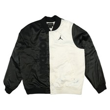 Jordan Jacket Mens LARGE Black Air Satin Bomber Varsity Two Tone Snap Size L