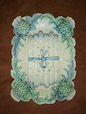 ANCIEN PLAT A ASPERGES OU ARTICHAUTS EN BARBOTINE  vers  1900