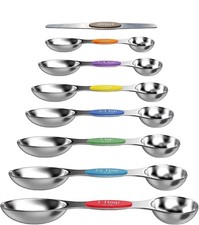 Magnetic Measuring Spoons Sets of 7,Steel Metal Measure Spoon Small, Silver