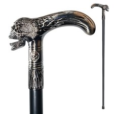 Walking Cane for Men  Women  Seniors - 36.5 Inch Skull Metal Cane