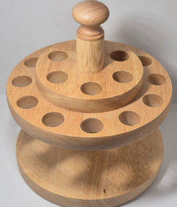 Rotating Wooden Craft Scissors & Brush Holder Carousel – 18 Hole Organizer Stand