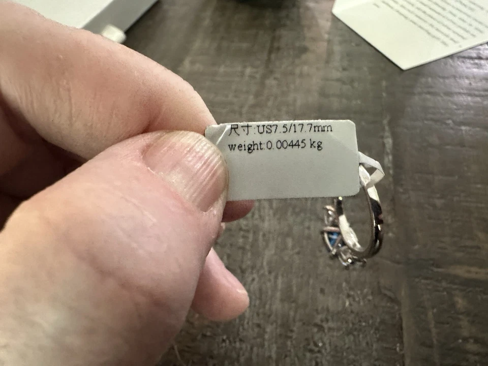 Joancee Cushion Cut 925 Sterling Silver Ring, Size 8, Simulated Sapphire - Image 3 of 4