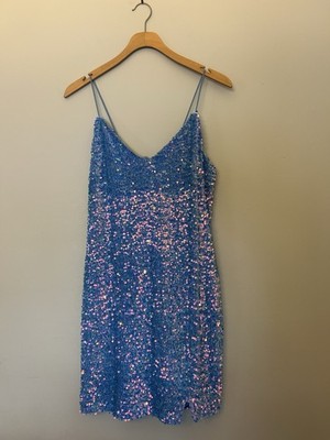 NWT Francesca s Teal Blue Sequin Cocktail Party Dress Size Medium