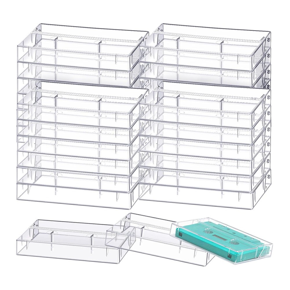 20Pack Audio Cassette Storage Cases - Clear Plastic Cassette Tape Cases1601