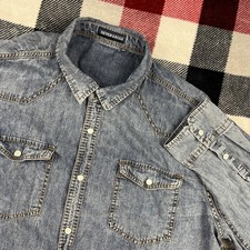 Seven Eagle Shirt Men's XL Blue Denim Pearl Snap Cowboy Western Vintage