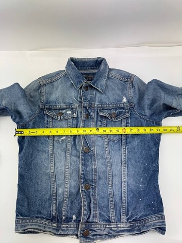 Abercrombie & Fitch Mens Blue Denim Indigo Lake Jacket Trucker Jean Jacket Sz L - Picture 4 of 14