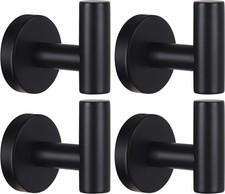 Towel Hooks for Bathroom,4 Packs Wall Mount Towel Holder,Black Matte Wall Rob...