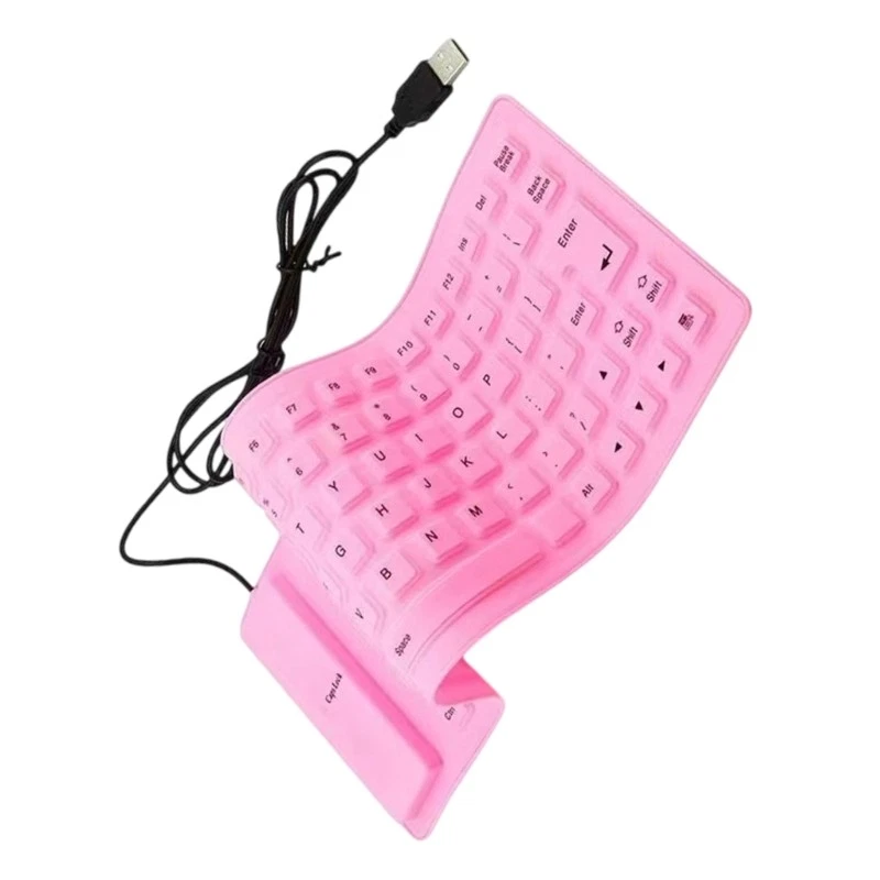 Flexible USB Wireds Keyboards 85Keys Silents Soft Silicone Rolls Up for Notebook - Image 4 of 4