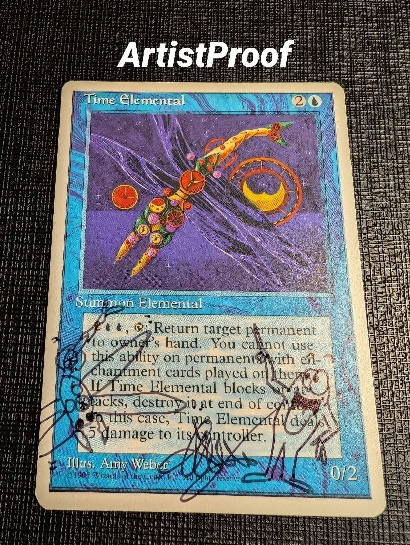 MTG ARTIST PROOF 4ED Time Elemental AP Signed Amy Weber Sketch Magic Legends
