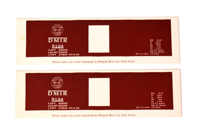Red Ball HO Scale, Embossed Freight Car Sides, DMIR Box Car, Sides Only