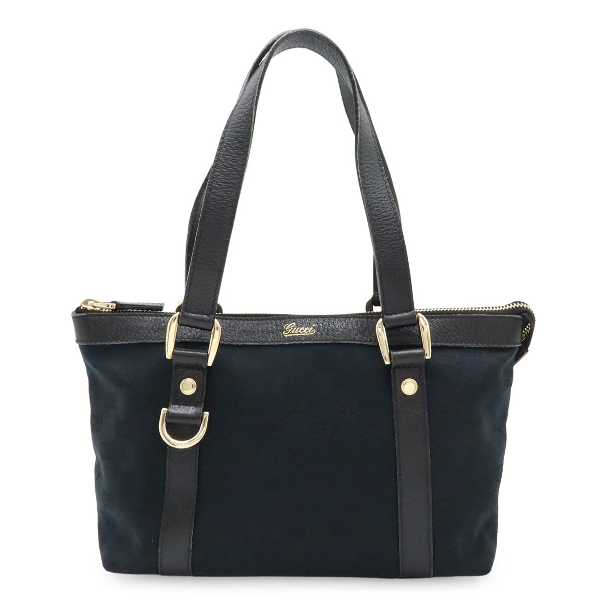 GUCCI GG Canvas Mini Tote Bag Black Gold Hardware Japan Import