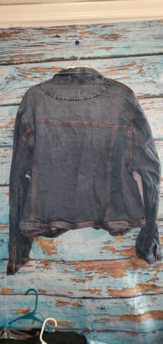 Miss Vigoss Denim And Jersey Jacket Red White Striped Sleeves Plus Size 3X (5U) - Picture 2 of 4