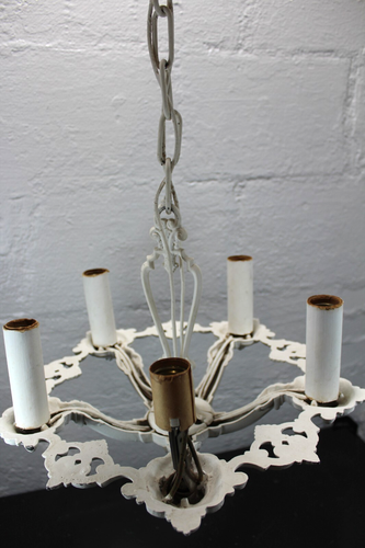 Vtg Electric Hanging Light Fixture Pot Metal Chandelier Victorian Candelabra - Picture 12 of 13
