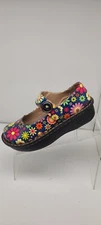 Kagen Jane Blue Flowers Work Shoes Clogs Nurse, Comfort Size 6 M