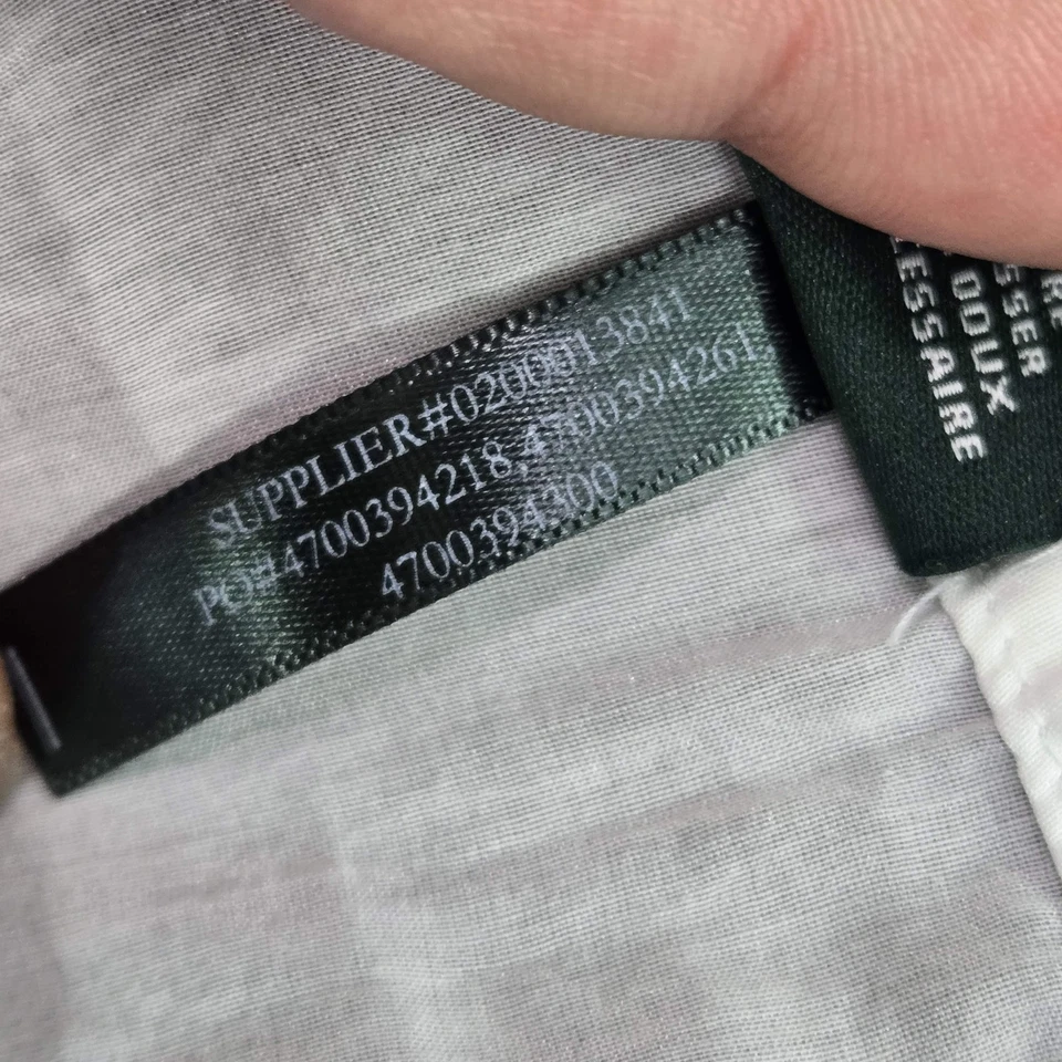 Camisa con botones Lauren Ralph para mujer 20W blanca algodón mezcla seda esmoquin plisado Foto 4 de 4