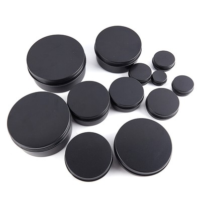 Black Empty Round Aluminum Box Metal Tin Cans Cosmetic Cream Diy Refillable JCR