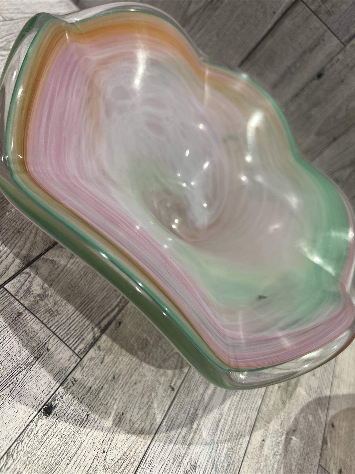 Murano Glass Wavy Bowls Lot 2 Crystal Clear Decor Accents Sopranos