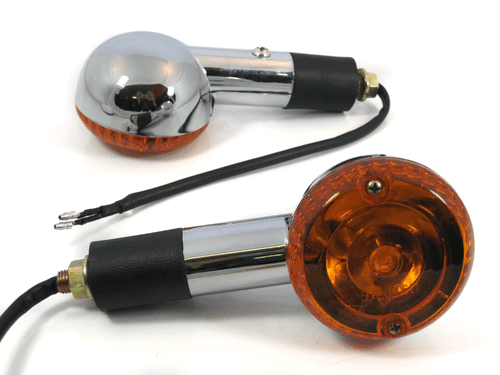 Pair of Universal Motorcycle Chrome Classic Style Round E-marked Indicators - Picture 5 of 11
